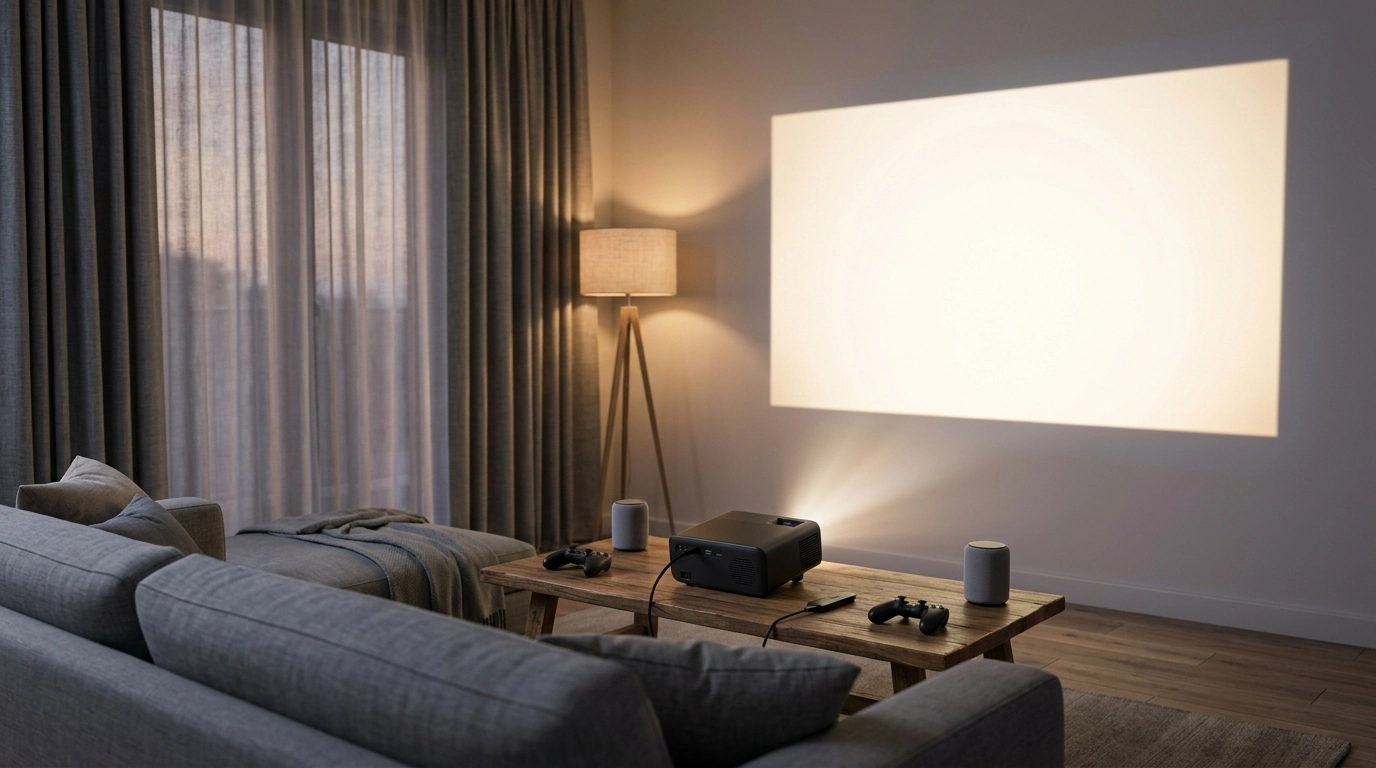 1080P LED Home Theater Projector: Auto Keystone & Bluetooth